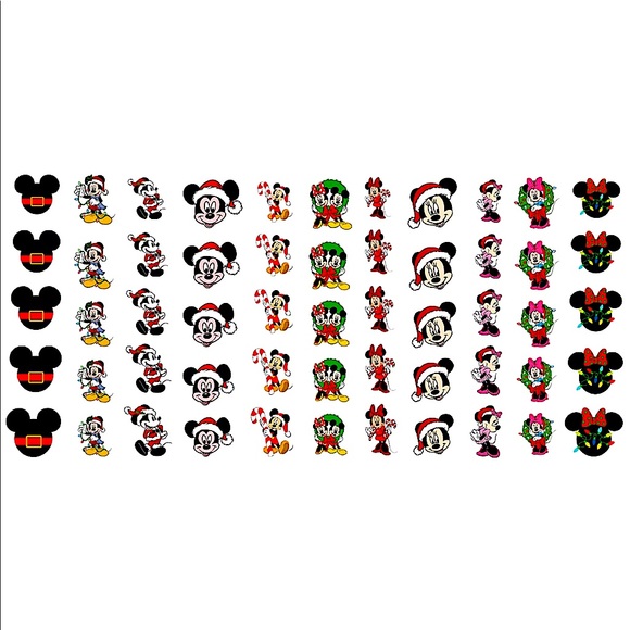💌BO/GO$6 Christmas Mickey Minnie #1 Transfer Nail Decals - Picture 2 of 4